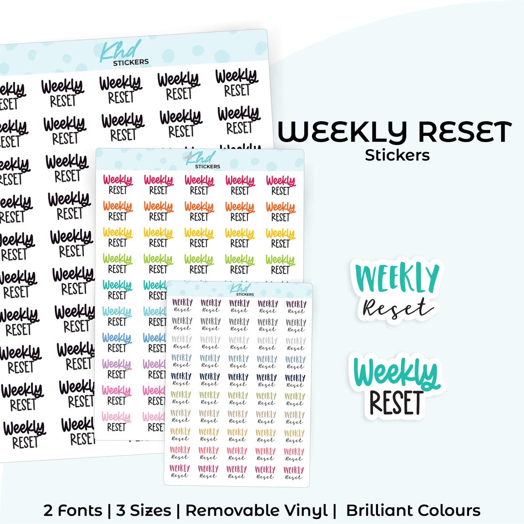 Weekly Reset Planner Stickers, Three Sizes Including Tiny, Removable - Etsy