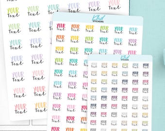 Custom Script Planner Stickers, Design Your Own Script Stickers, Multi Line, Tiny Small Large, Clear or Colour Personalised Stickers, Font A
