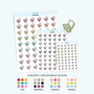 Plannerstickers laptoppictogrammen, 3 maten: klein, klein en groot, verwijderbaar