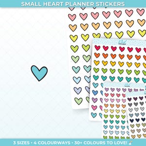 Small or Large Hearts, Planner Stickers, Three Sizes, Removable