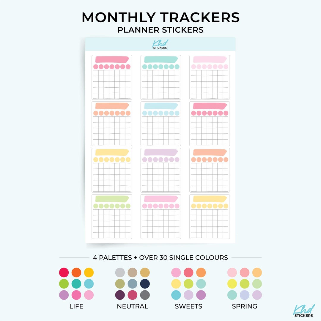 Monthly Trackers Planner Stickers, Removable - Etsy