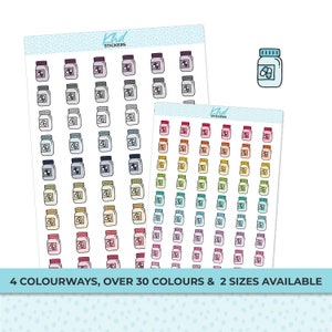 Medicine / Pill Jar Icon Stickers, Planner Stickers, Two sizes, Removable