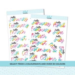 Months of the Year Planner Stickers, Removable
