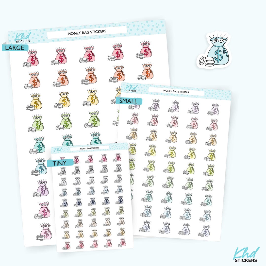 Money Bags Stickers, Three Sizes Including Tiny, Removable - Etsy