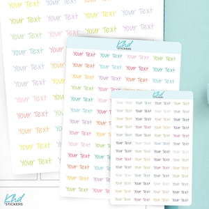 Custom Script Planner Stickers, Design Your Own Word Stickers, Tiny Small Large, Clear or Colour Personalised Stickers