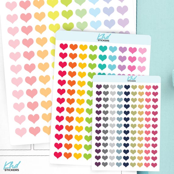 Tiny Heart Planner Stickers: Removable Matte Vinyl, 3 Sizes