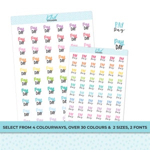 Pay Day Stickers, Planner Stickers, Scripts, Two Sizes, Two fonts choices, removable