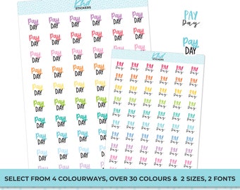 Pay Day Stickers, Planner Stickers, Scripts, Two Sizes, Two fonts choices, removable