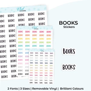 Books Planner Stickers, Select from 2 fonts & 3 sizes, Script Planner Stickers, removable