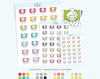 Planner Girl Leona Sleep Time Planner Stickers, 3 Sizes with Tiny, Small, and Large, Removable