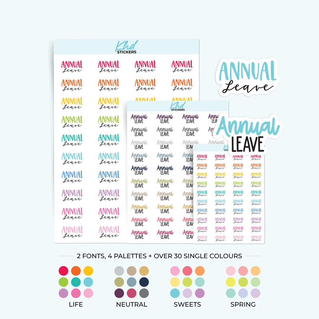 Annual Leave Planner Stickers, 3 Sizes, Removable - Etsy