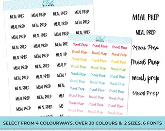 Meal Prep script Planner Stickers, Planner Stickers, Select from 6 fonts & 2 sizes, Removable