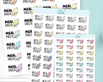 Meal Prep Planner Stickers, 3 Sizes with Tiny, Small, and Large, Removable