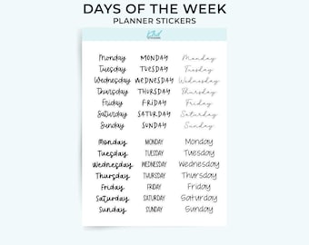 Days of The Week Stickers, Planner Stickers, Transparent or White Options