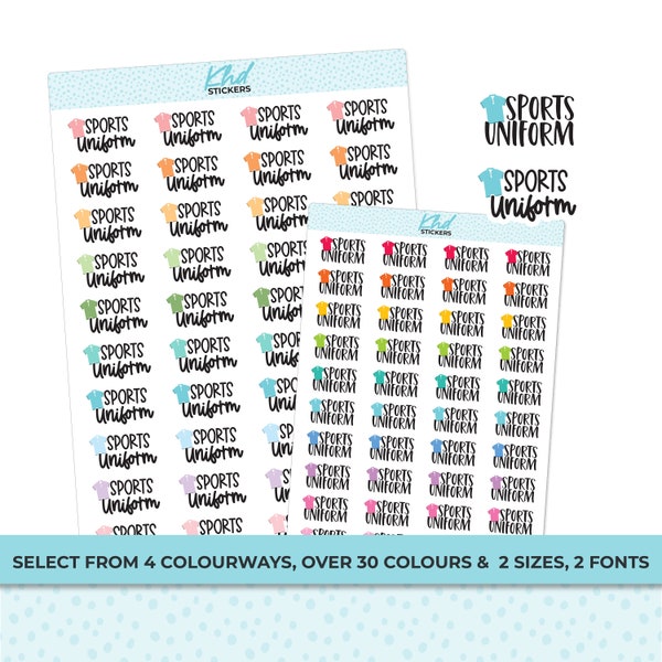 Sports Uniform Stickers, Planner Stickers, Removable