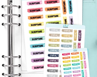 Scripture Planner Stickers, 3 Sizes with Tiny, Small, and Large, Removable