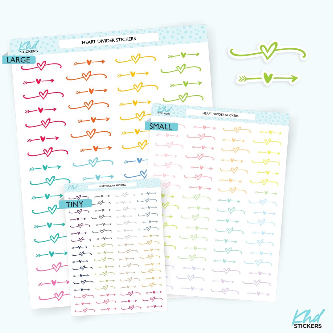 Heart Divider Planner Stickers, 3 Sizes, Removable - Etsy