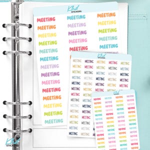 Meeting Planner Stickers: Removable Matte Vinyl, Script Font