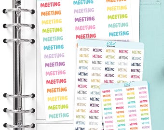 Meeting Planner Stickers: Removable Matte Vinyl, Script Font