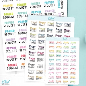 Prayer Request Planner Stickers, 3 Sizes with Tiny, Small, and Large, Removable