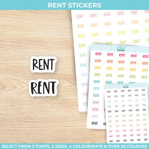 Rent Sticker, Wählen Sie aus 2 Schriftarten & 3 Größen, Script Sticker, abnehmbar