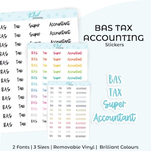 BAS Tax Accounting Planner Stickers, 3 Sizes, Removable