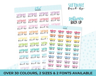 Software Backup Script Planner Stickers, 2 Sizes and Fonts, Removable