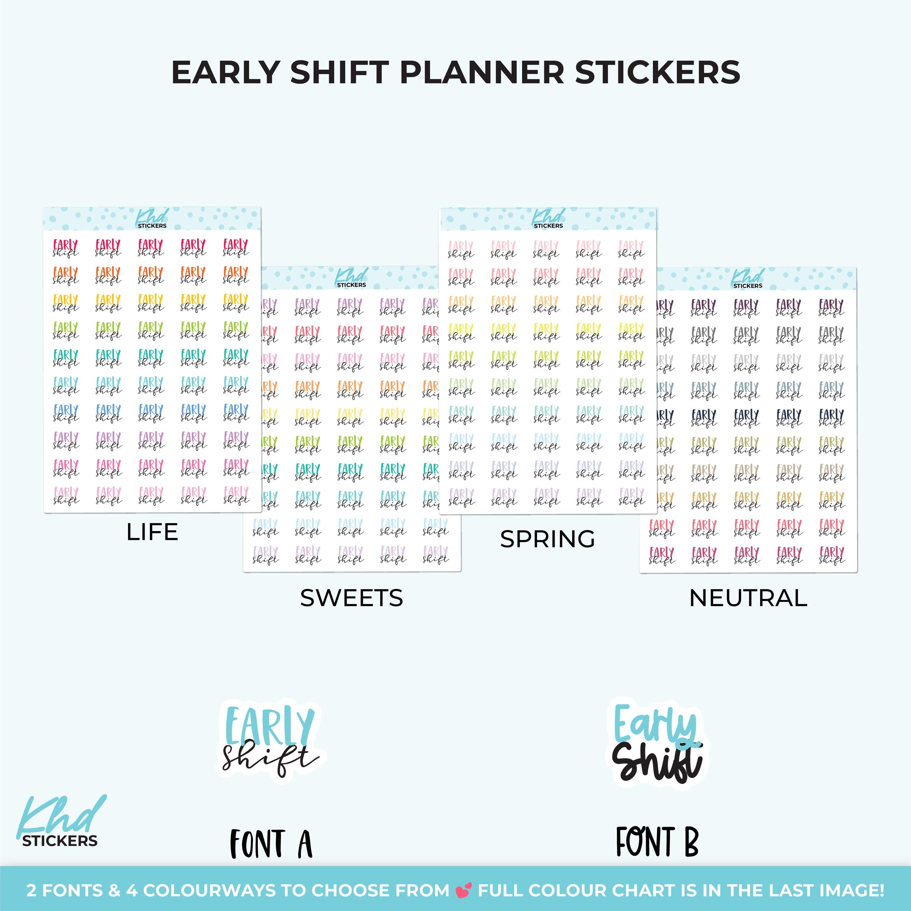 Early Shift Planner Stickers, Three Sizes Including Tiny, Removable - Etsy
