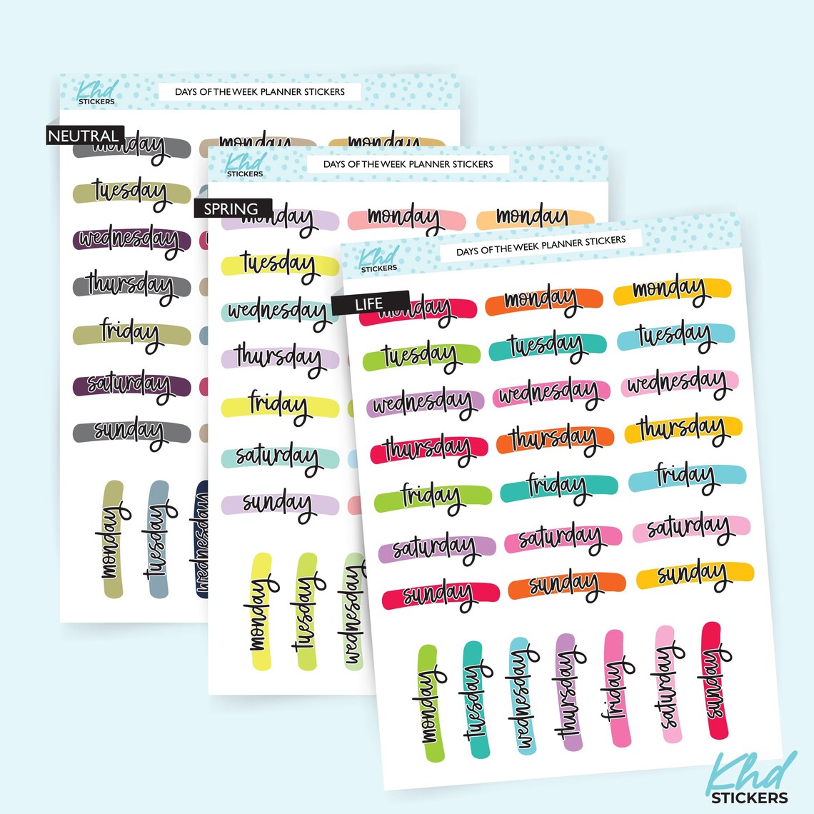 Days of the Week Stickers, Header Planner Stickers, Removable - Etsy