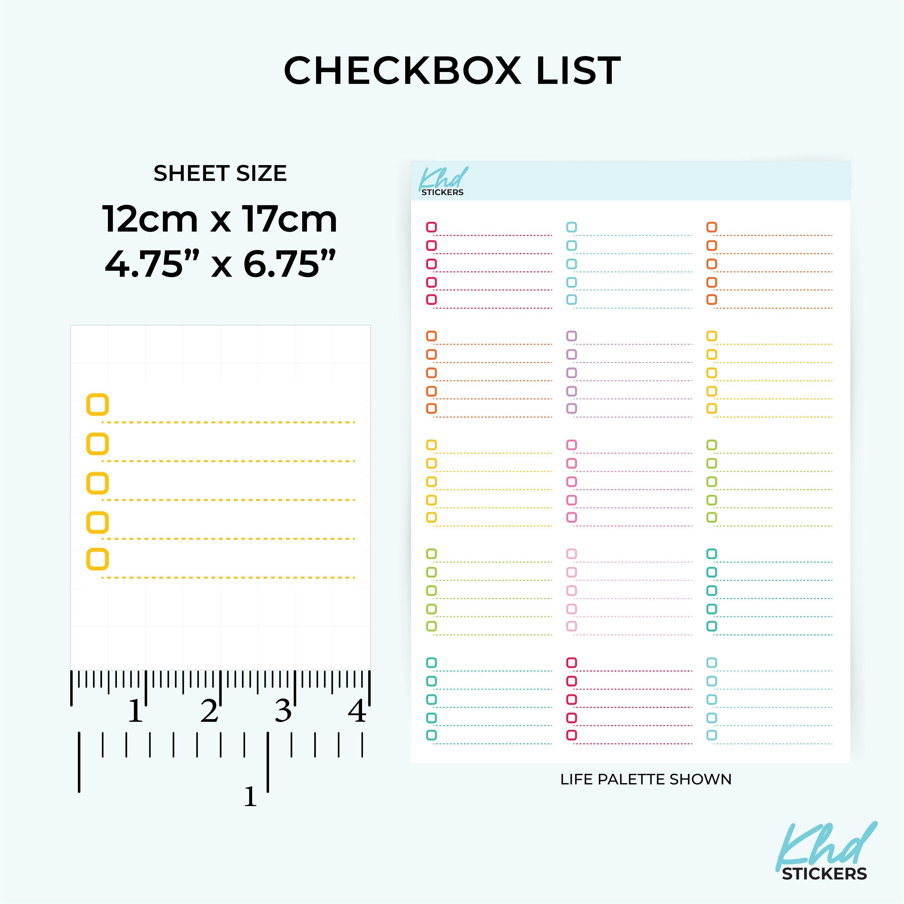 Sticker Chart Checkboxes Checkbox List Half-box Size Stickers, Planner Stickers - Etsy