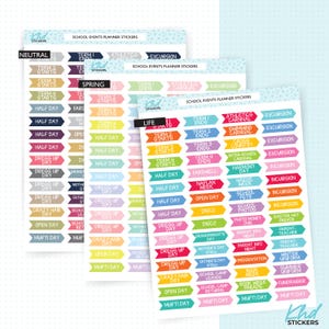 School Event Stickers, Planner Stickers, Removable