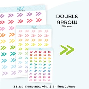 ダブルアロー/シェブロンプランナーステッカー、小さなサイズを含む3つのサイズ、取り外し可能
