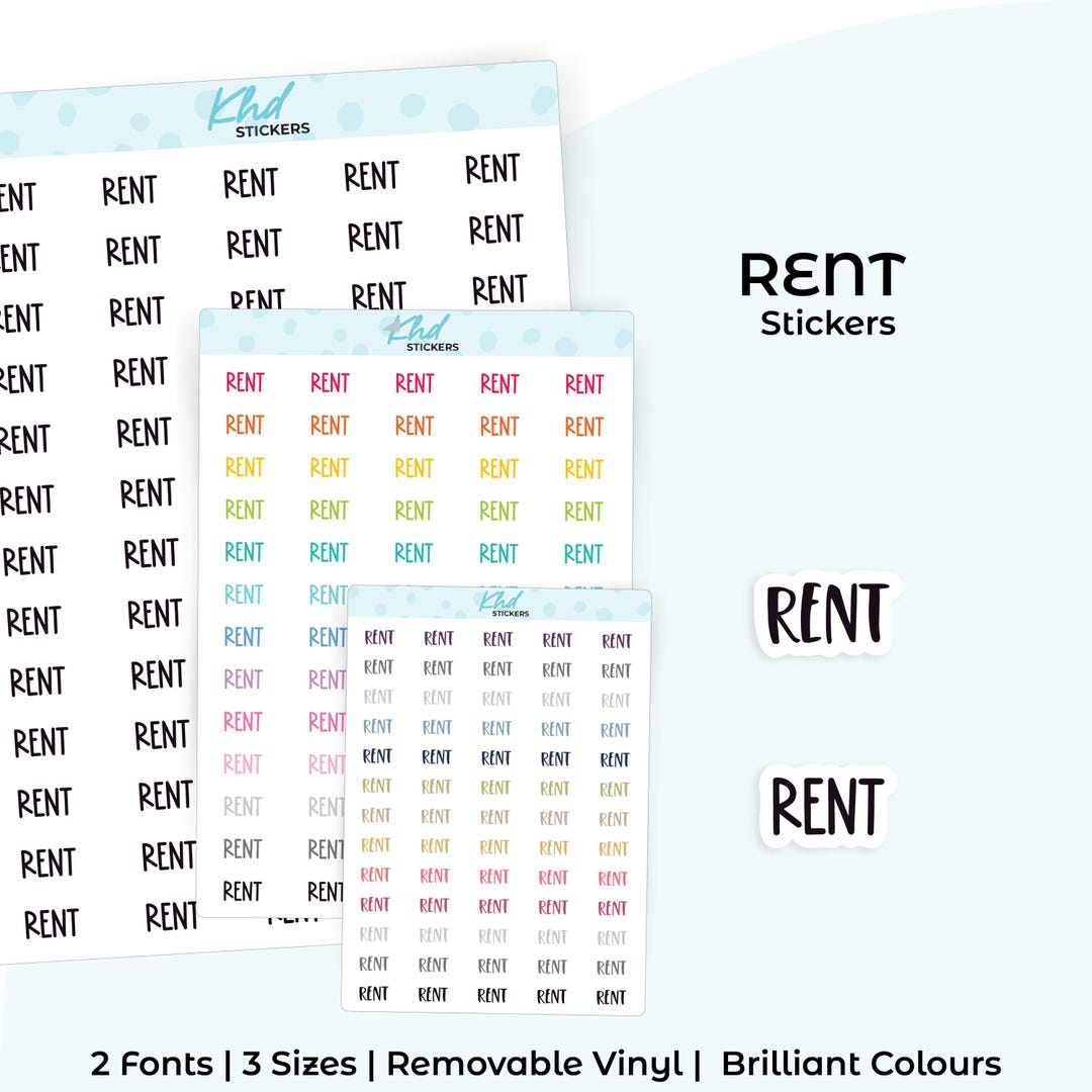 Creative Rent Me Stickers Rent Planner Stickers: Removable Matte Vinyl, Script Font - Etsy UK