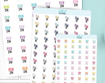 Fly In Planner Stickers, 3 Sizes with Tiny, Small, and Large, Removable