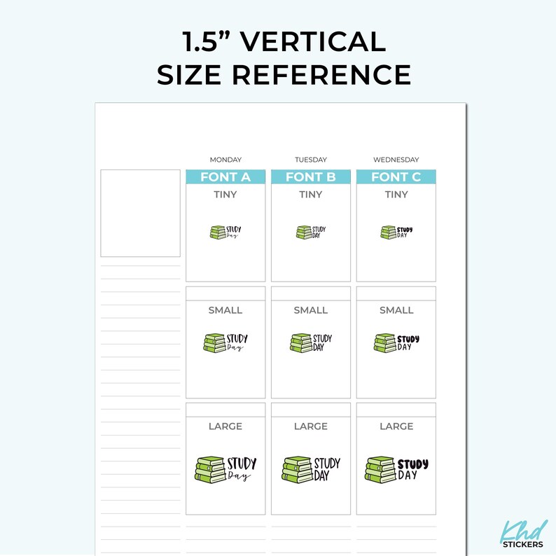 Study Day Planner Stickers, 3 Sizes with Tiny, Small, and Large, Removable-KHDStickers-