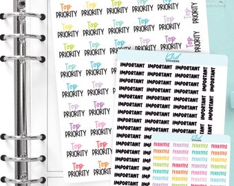 Prioritise, Top Priority & Important Planner Stickers