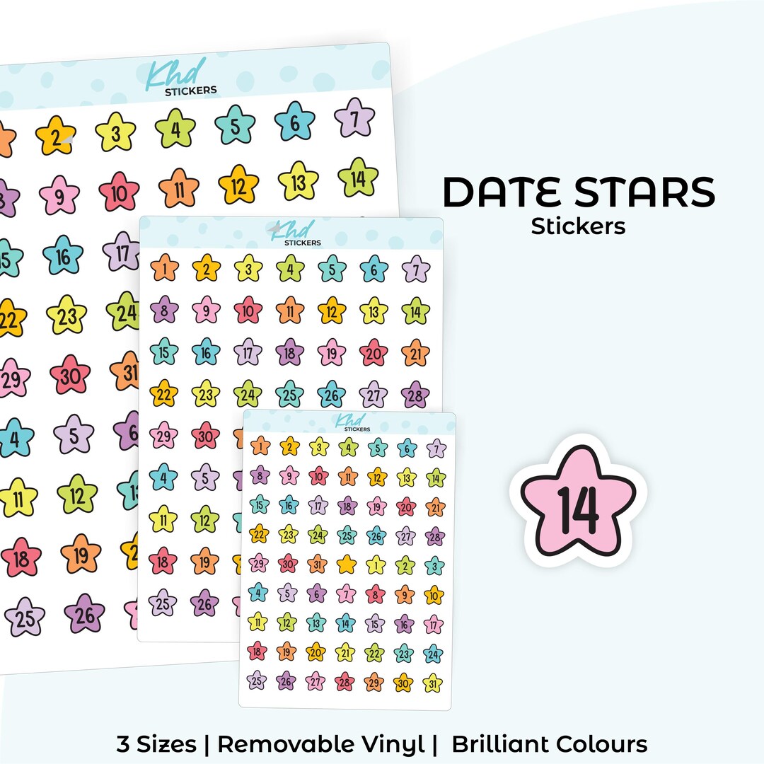 Date Stars – Functional Dots for Planners , Planner Stickers - Etsy