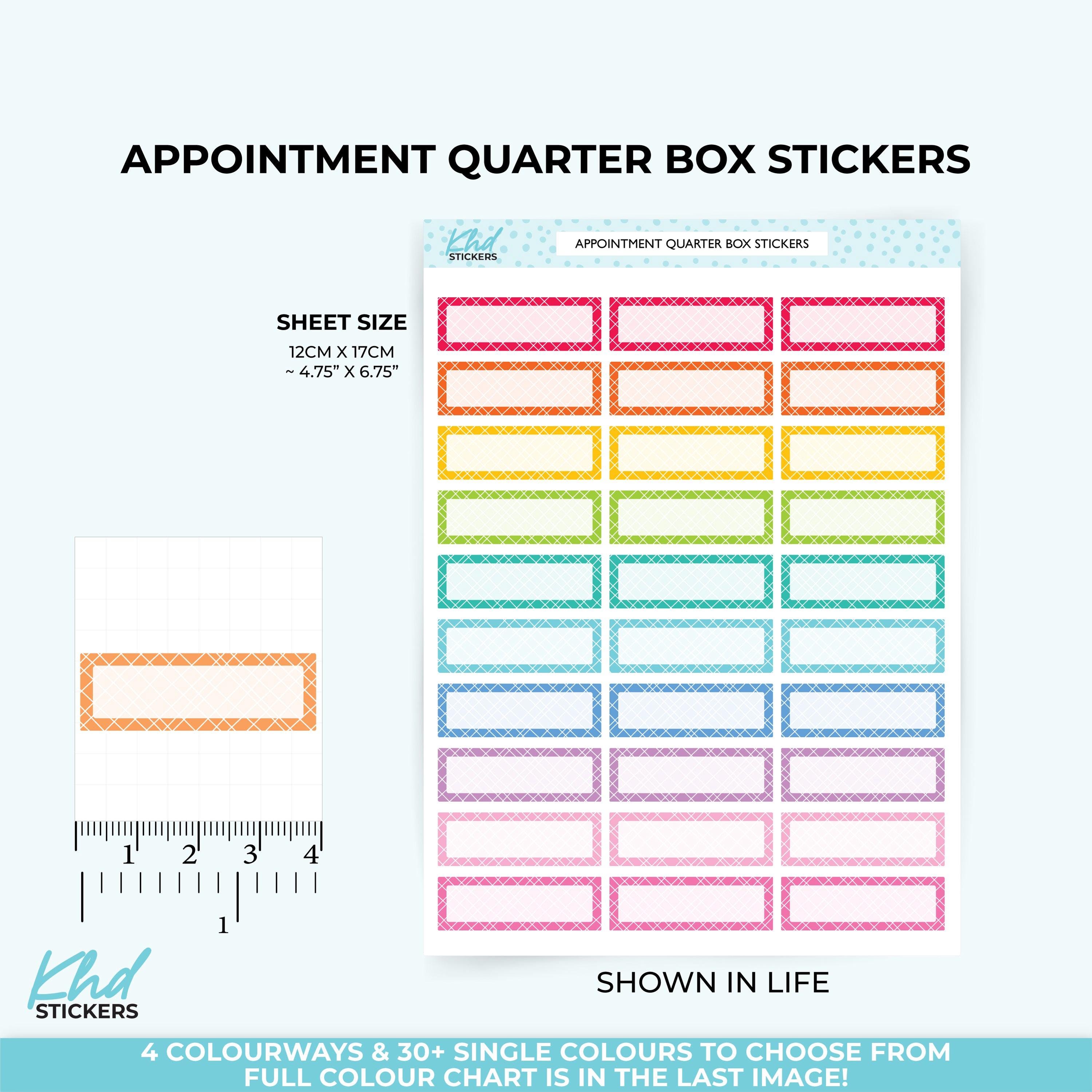 Appointment Quarter Box Planner Stickers With Cross Hatch Pattern ...