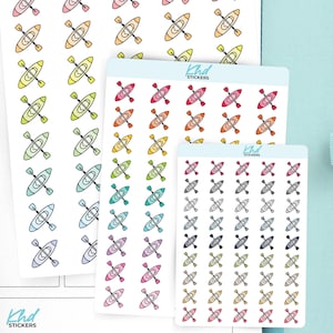 Kayak Planner Stickers, 3 Sizes with Tiny, Small, and Large, Removable