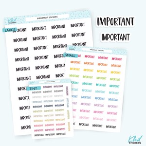 Belangrijke plannerstickers: verwijderbaar mat vinyl