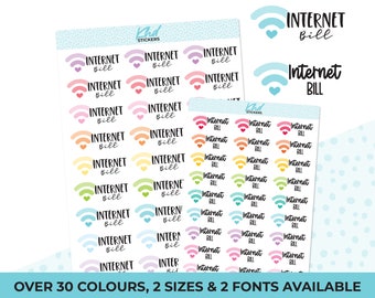 Internet Bill Stickers, Planner Stickers, Removable