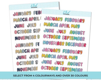 Months of the Year Stickers, Planner Stickers, Removable