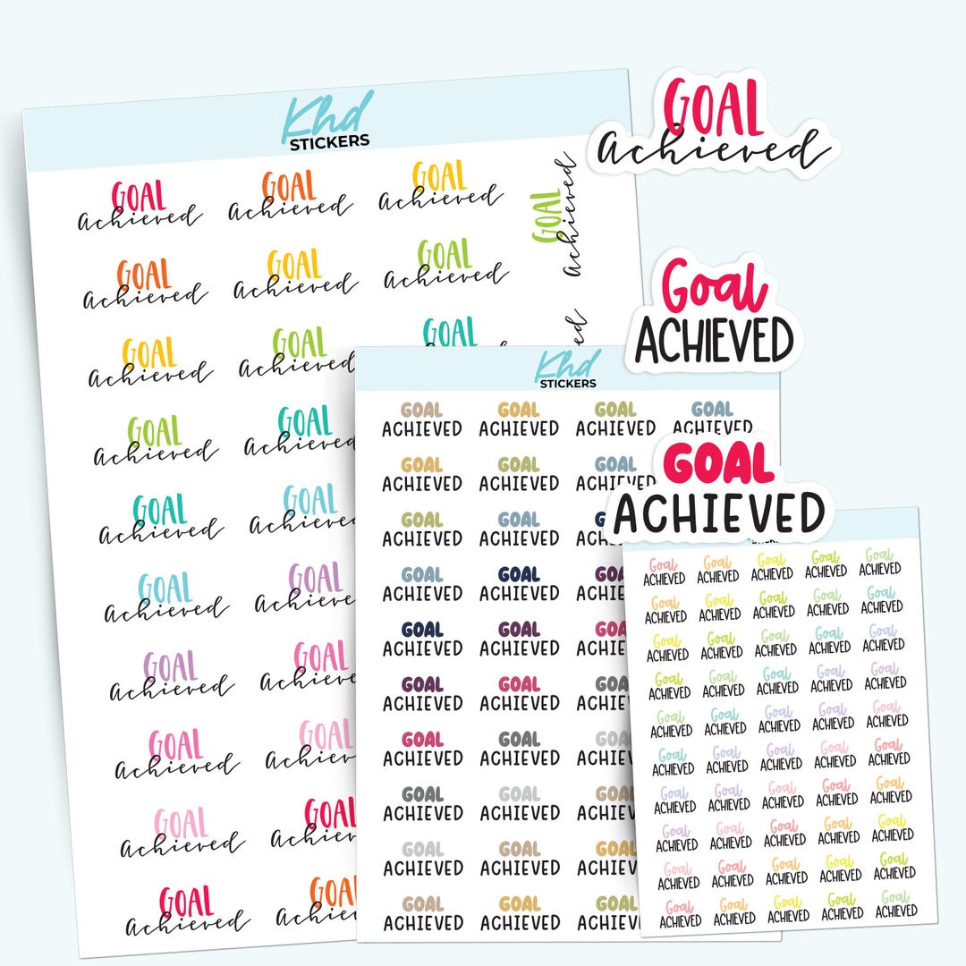 Goal Achieved Planner Stickers, 3 Sizes With Tiny, Small, and Large ...