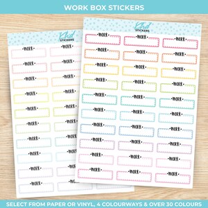 Work Boxes Stickers, Aufkleber für Planner, wieder ablösbar