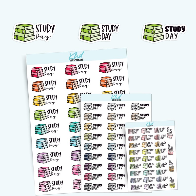 Study Day Planner Stickers, 3 Sizes with Tiny, Small, and Large, Removable-KHDStickers-