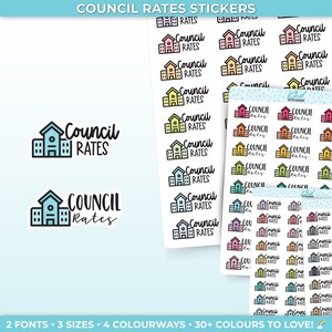 Council Rates Planner Stickers, Three Sizes including tiny, Removable
