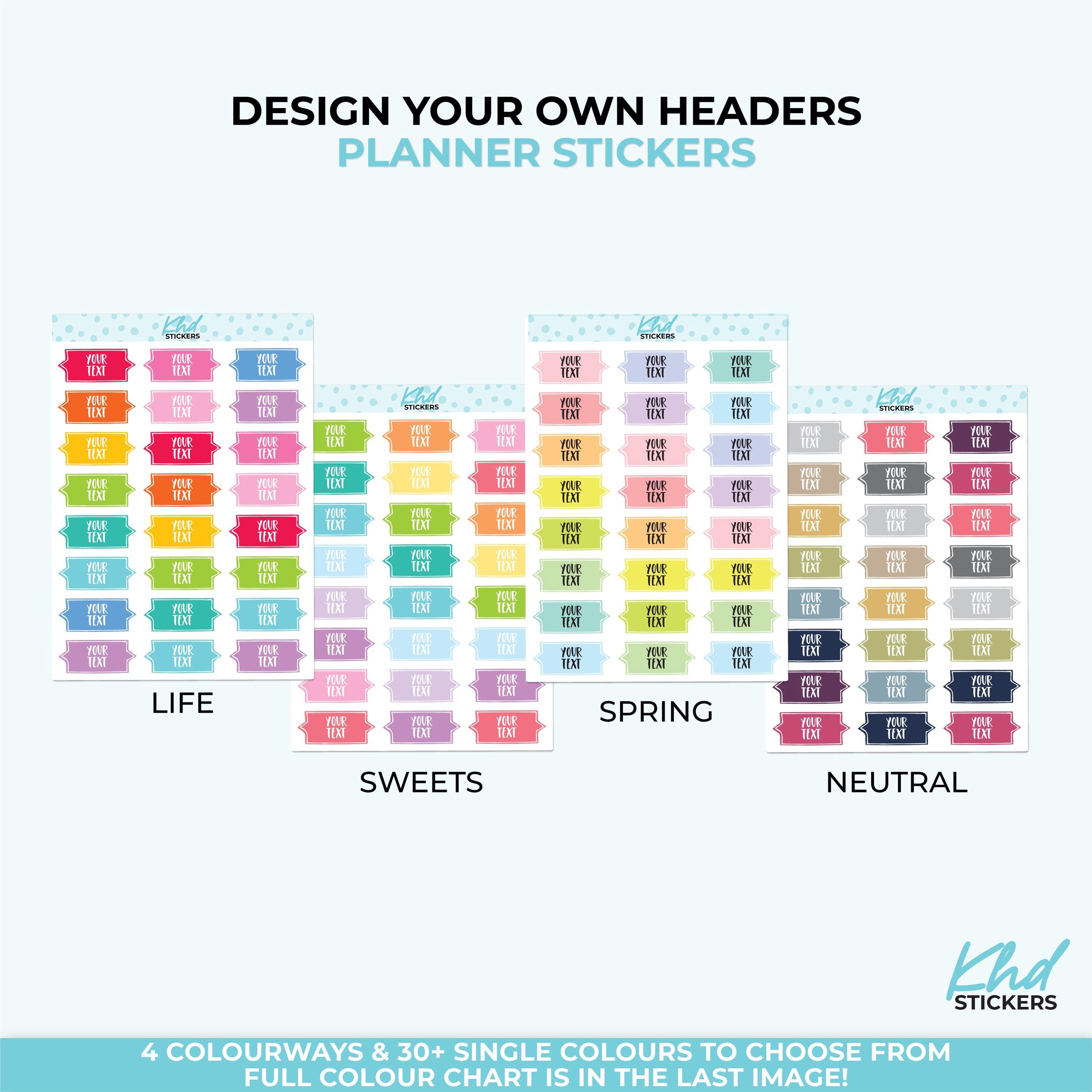 Tittle Header Sticker Design Your Own, Fun Header Stickers, Planner Stickers, Removable ...