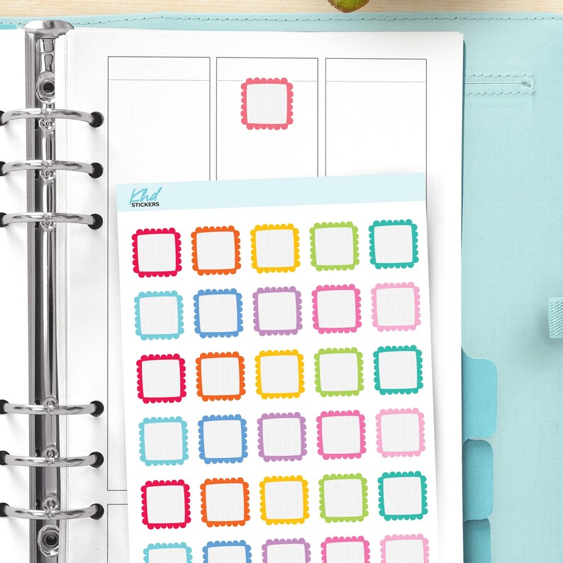 Doodle Scallop Square Boxes Functional Planner Stickers - Etsy