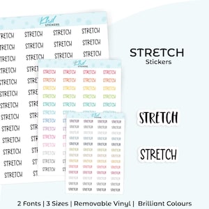 Stretch Planner Stickers, Select from 2 fonts & 3 sizes, Script Planner Stickers, removable