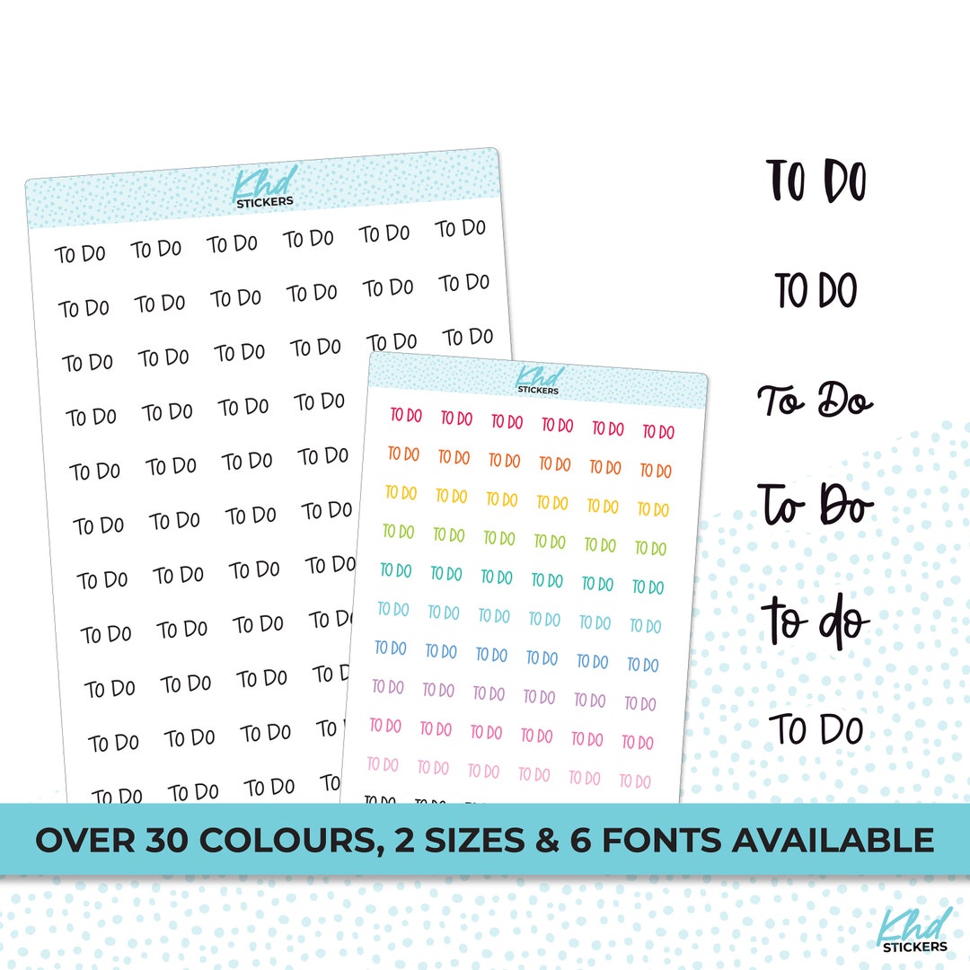 To Do Stickers Script Planner Stickers Select From 6 Fonts & - Etsy